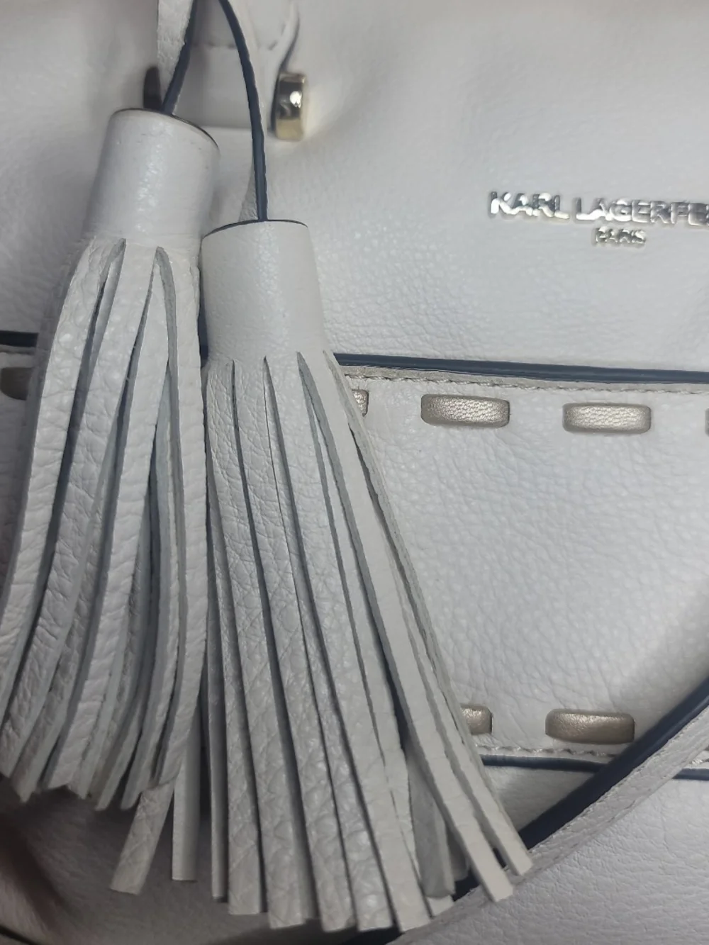 Karl Lagerfeld Paris Willow Leather Satchel Bag with Tassel EUC